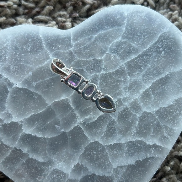 Multi stone sterling silver pendant - Picture 3 of 4